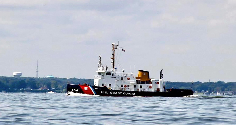 Biscayne Bay leaves the Coast Guard Yard 