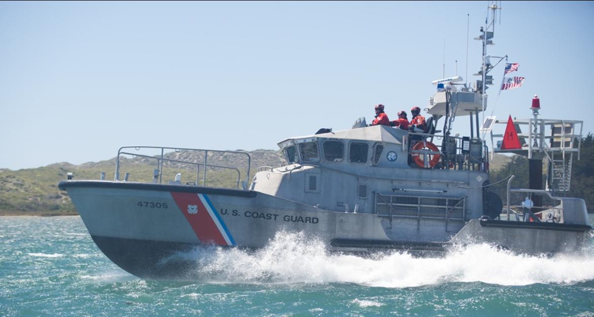 A 47-foot motor lifeboat (MLB) shown here is operating out of its homeport in Bodega Bay, California. The MLB fleet is approaching the end of its planned 25-year service life. U.S. Coast Guard photo.