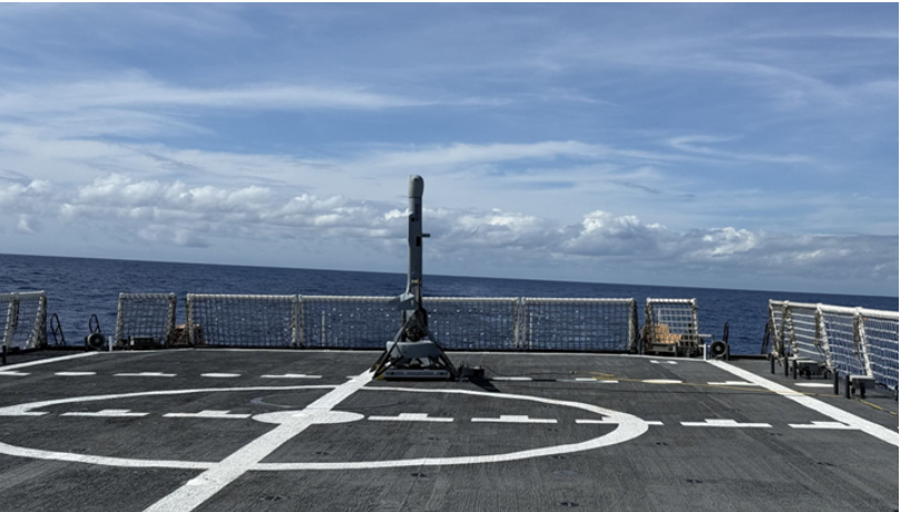Shield AI’s V-BAT unmanned aircraft system undergoes operational testing aboard Coast Guard Cutter Midgett. U.S. Coast Guard photo. Shield AI’s V-BAT unmanned aircraft system undergoes operational testing aboard Coast Guard Cutter Midgett. U.S. Coast Guard photo.
