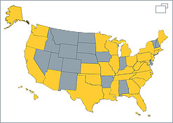 Map of states where there are Coast Guard civilians.