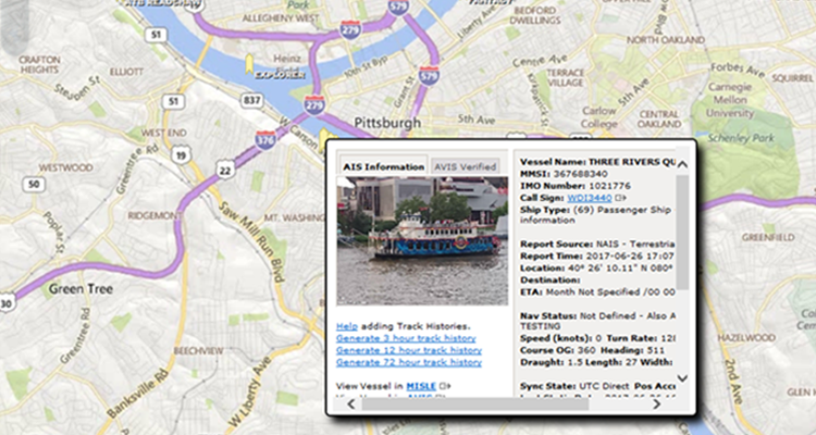 The NAIS system in Pittsburgh tracks vessel movement