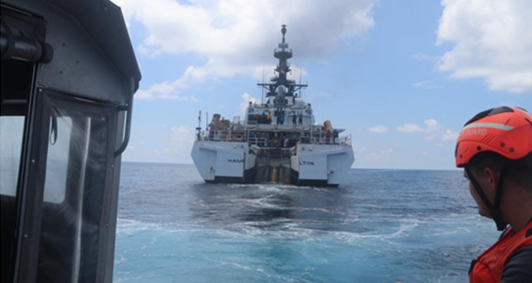 The Hamilton crew deploys a 35-foot long-range interceptor II