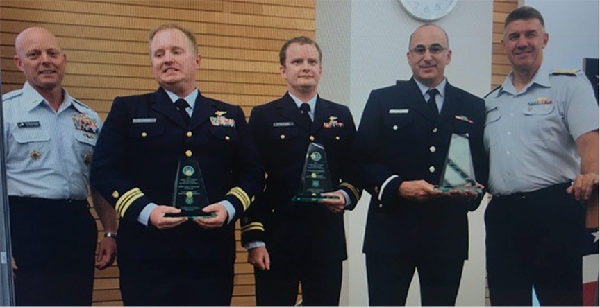 The winners of the Capt. Niels P. Thomsen Innovation Award in the Operations or Readiness category