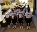 Coast Guard members getting ready for a run