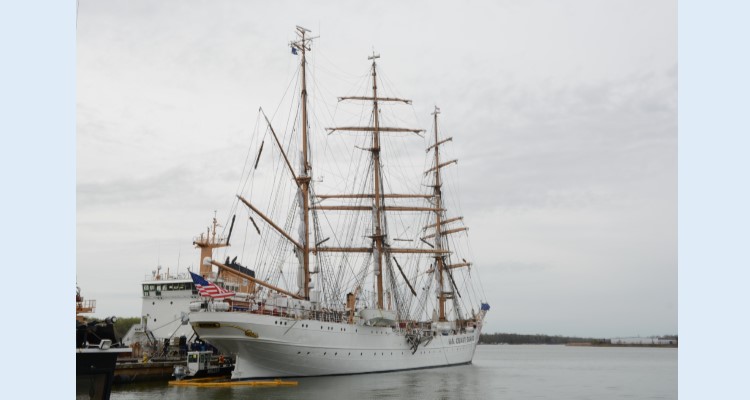 The Coast Guard celebrated completion of service life extension work on the barque Eagle with an April 24, 2018, ceremony at Curtis Bay, Maryland. The work began in September 2014 and was carried out in four stages with breaks during the spring and summer, allowing training exercises to be held on the service’s only tallship. U.S. Coast Guard photo.