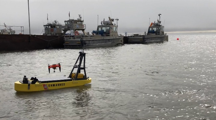 both takeoff and landing of the UAS on the USV