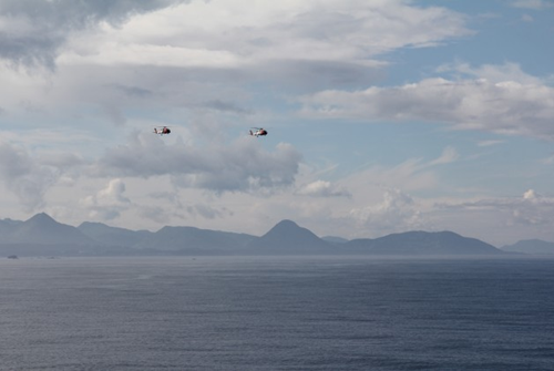 Two MH-60T Jayhawk helicopters