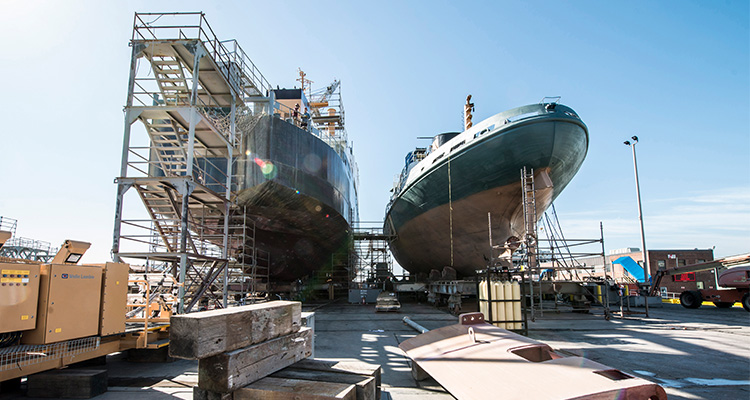 U.S. Coast Guard cutters undergo strategic maintenance and recapitalization at Coast Guard Yard.