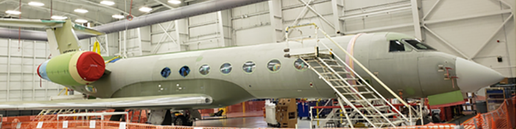 U.S. Coast Guard long range command and control aircraft during construction.
